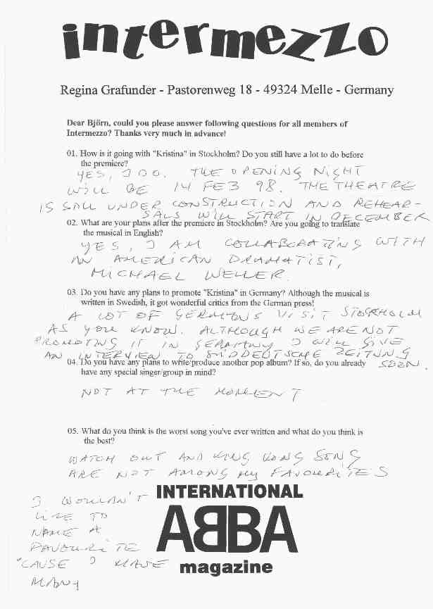 Bj&ouml;rn-Interview 1997